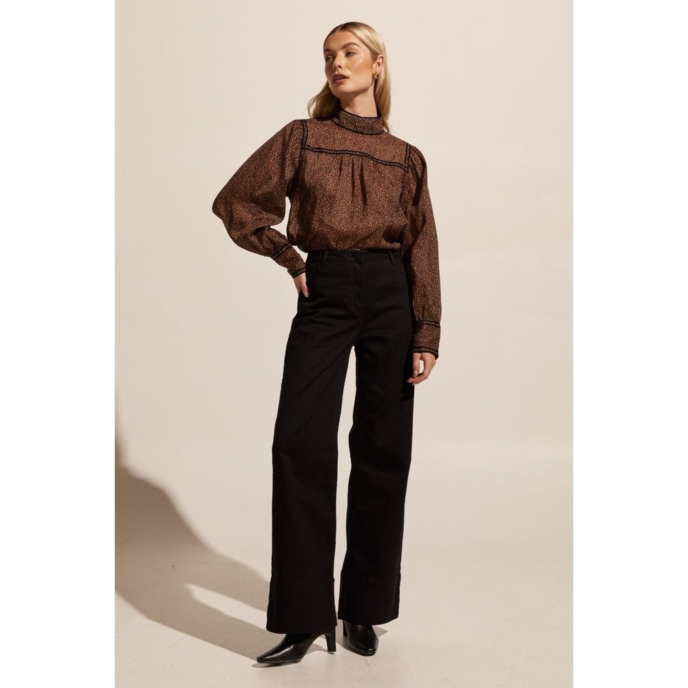 Zoe Kratzmann Wide Leg Jeans Size 1 / 6 US Black Pockets Cotton Blend 31" Inseam